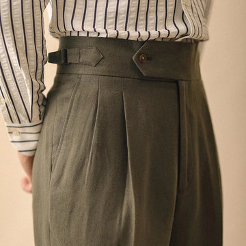 Aidase Linen Straight Pant For Men 2024 Summer Business Gentleman Naples Pant Paris Buckle Drape High Waisted Trousers Men Formal Pant aidase-shop